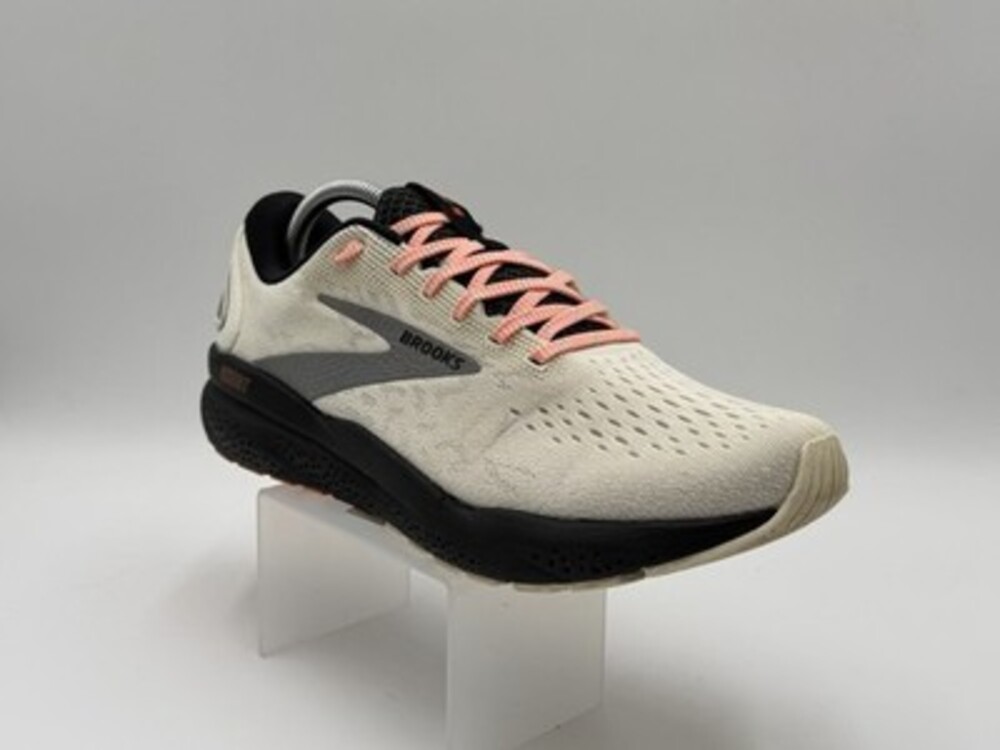 Brooks Ghost 16 Women Sz 11.5 B Cream Black Gray Athletic Running Shoes Sneakers